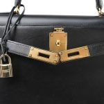Kelly 28 Sellier Black Box Calfskin Gold Plated U Circle Stamp - Image 11