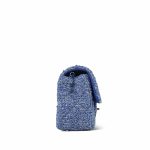 24P Blue White Tweed Quilted Mini Rectangular Flap Silver Hardware - Image 14