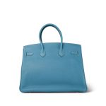 Birkin 35 Bleu Jean Togo Gold Plated N Square Stamp - Image 15