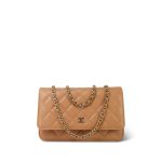 23P Dark Beige / Caramel Caviar Quilted Wallet on Chain WOC LGHW - Image 10