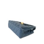 Dark Blue Shiny Aged Calfskin Quilted Nano Kelly Shopper Aged Gold Hardware - Image 8