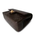 Dark Brown Lambskin Quilted Classic Flap Small Gold Hardware - Image 8