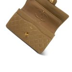 Dark Beige Lambskin Quilted Classic Flap Medium Gold Hardware - Image 11
