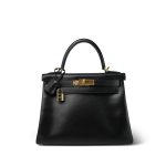 Kelly 28 Black Box Calfskin Retourne Gold Plated D Square Stamp - Image 5