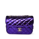 24c Shiny Purple Calfskin Quilted Flap Bag & Star Coin Purse - Image 9