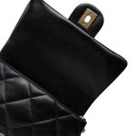 23B Black Lambskin Quilted Mini Square Chain Around Flap Aged Gold Hardware - Image 13