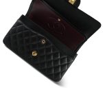 20C Black Caviar Quilted Classic Flap Medium Gold Hardware - Image 10