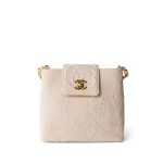 Ivory Canvas Camellia Bucket Bag Gold Hardware - Image 2