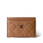 23P Caramel Caviar Quilted Classic Card Holder