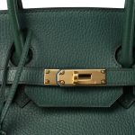 Birkin 35 Vert / Green Ardennes Gold Plated A Square Stamp - Image 4