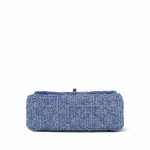 24P Blue White Tweed Quilted Mini Rectangular Flap Silver Hardware - Image 11