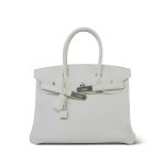 Birkin 30 White Clemence Palladium Plated M Square Stamp - Image 5