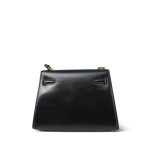 Mini Kelly 20 Black Box Calfskin Gold Plated P Circle Stamp - Image 14
