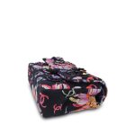 24S Black Multicolor Floral Fabric Quilted Single Flap Medium Light Gold Hardware - Image 6