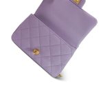 24P Purple Caviar Quilted Mini Sweetheart Single Flap Bag Aged Gold Hardware - Image 12