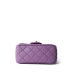 22S Purple Lambskin Quilted Pearl Crush Mini Square Aged Gold Hardware - Image 3