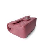 Pink/ Rose Nude Lambskin Quilted Mini Rectangular Flap Silver Hardware - Image 9