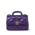 24C Purple Shiny Calfskin Coco Trip Flap Bag Light Gold Hardware