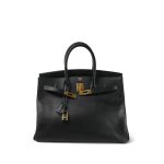 Birkin 35 Black Ardennes Gold Plated [G] Stamp - Image 5