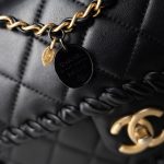 Black Calfskin Braided My Own Frame Flap Bag Aged GHW - Image 12
