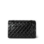 So Black Shiny Crumpled Calfskin Quilted Jumbo Classic Flap - Image 6