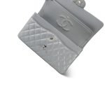 23P Silver Metallic Lambskin Quilted Classic Flap Medium SHW - Image 12