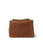 Brown/Caramel Lambskin Quilted Mini Square Flap Gold Hardware - Image 6