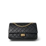 Black Crumpled Calfskin Quilted Reissue 2.55 227 Aged Gold Hardware