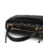 21S Black Lambskin Quilted Small Trendy CC Light Gold Hardware - Image 12