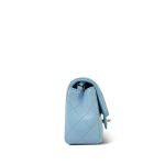 Light Blue Lambskin Quilted Mini Rectangular Flap Mini LGHW - Image 5