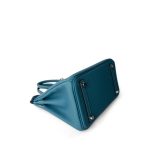 Birkin 25 Blue Jean Togo Palladium Plated B Stamp - Image 12