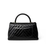 Black Chevron Calfskin Coco Handle Flap Medium (Old Small) Aged Gold Hardware - Image 6