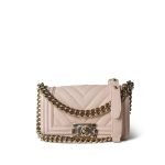 Light Pink Boy Bag Small Caviar Quilted Light Gold Hardware - Image 3