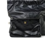 Black Calfskin Quilted 22 Hobo Bag Medium Aged Gold Hardware - Image 13