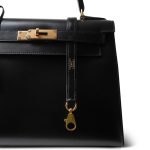 Kelly Sellier 28 Black Box Calfskin Gold Plated [A] Stamp - Image 3