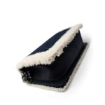 Navy/Cream Shearling Boy Bag Old Medium Ruthenium Hardware - Image 10