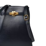 Kelly Sport PM Blue Indigo Calfskin Gold Plated U Circle Stamp - Image 13