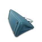 Birkin 30 Bleu Jean Veau Togo Palladium Plated I Square Stamp - Image 10