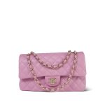 22S Pink Caviar Quilted Medium Classic Flap Light Gold Hardware - Image 13