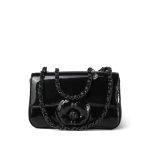 Black Patent Camellia Single Flap Bag Black Hardware - Image 13