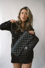 Black Caviar Quilted XXL Jumbo Single Flap Light Gold Hardware - Image 2