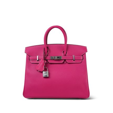 Birkin 25 Rose Tyrien Epsom Palladium Plated [Q] Stamp