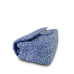 24P Blue White Tweed Quilted Mini Rectangular Flap Silver Hardware - Image 10