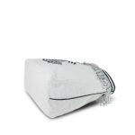 White/Black Terry Cloth Quilted CC Beach Tote with Towel Set - Image 9