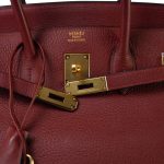 Birkin 35 Rouge H Buffle Skipper Gold Plated [F] Stamp - Image 16