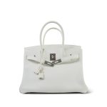 Birkin 30 White Clemence Palladium Plated M Square Stamp - Image 8