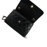 21S Black Lambskin Quilted Small Trendy CC Light Gold Hardware - Image 10