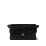 Black Lambskin Quilted Double Face Flap Gold Hardware - Image 13