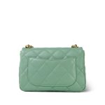 23P Light Green Lambskin Quilted Funkytown Flap Bag Antique Gold Hardware - Image 4