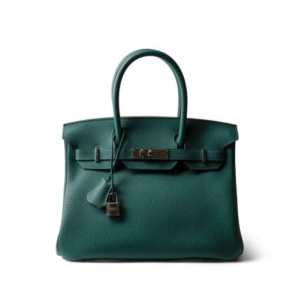 Birkin 30 Malachite Togo Palladium Plated C Stamp